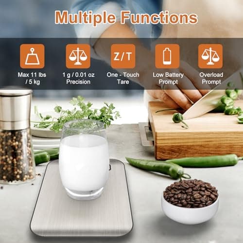 CROWNFUL Food Scale, 11 lb Digital Kitchen Scales with Built-in Coin Battery, Weight Ounces and Grams for Cooking and Baking, 6 Units with Tare Function, LCD Display, 304 Stainless thumbnail 3