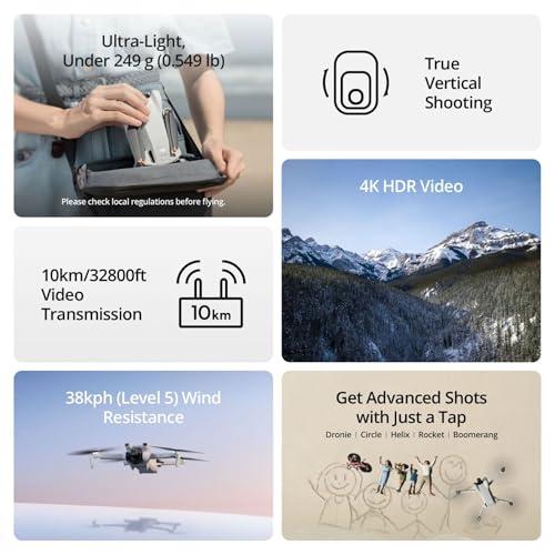 DJI Mini 3 (DJI RC) - Dron Ligero 4K, Gimbal 3 Ejes, 38 min Vuelo, 10km Transmisión, GPS