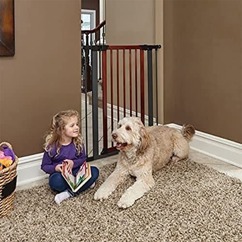 MidWest 39" Walk-Thru Dog Gate, Wooden Door | Steel Frame, Pressure Mounted, Expands 29.5"- 38" Wide, Auto-Close Door, Latch Closure, Includes Two 3" Extensions thumbnail 6