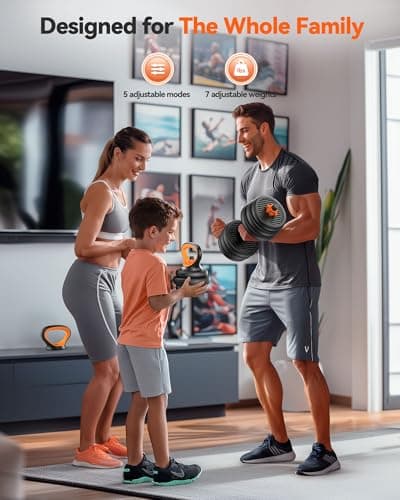 FEIERDUN Adjustable Dumbbells, 45lbs Free Weight Set with Connector, 4 in1 Dumbbells Set Used as Barbell, Kettlebells, Push up Stand, Fitness Exercises for Home Gym Suitable Men/Wo thumbnail 8