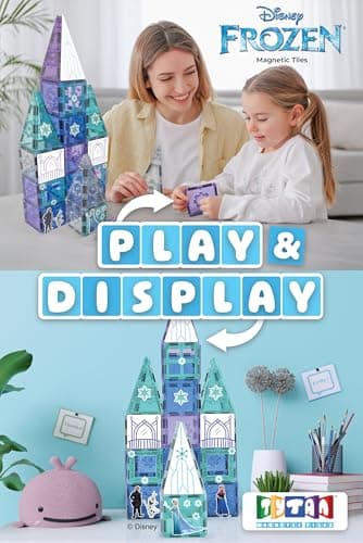 Tytan Toys Disney Frozen Magnetic Tiles Princess Castle - 68-Piece STEAM Building Set with Glitter Tiles & Elsa, Anna, Olaf Stickers - Educational Frozen Toys for Girls Age 3-4+ thumbnail 3