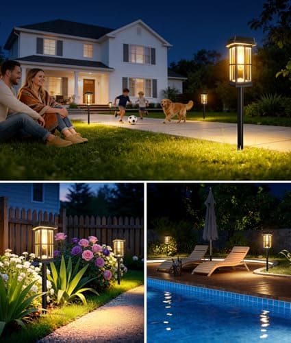Ahaorigin 8 Pack Solar Pathway Lights Outdoor, 2 Lighting Modes Waterproof Solar Lights Outdoor, Sturdy Metal Rods, Brighter Up to 15Hrs Outdoor Path Lights for Yard Walkway Drivew thumbnail 7