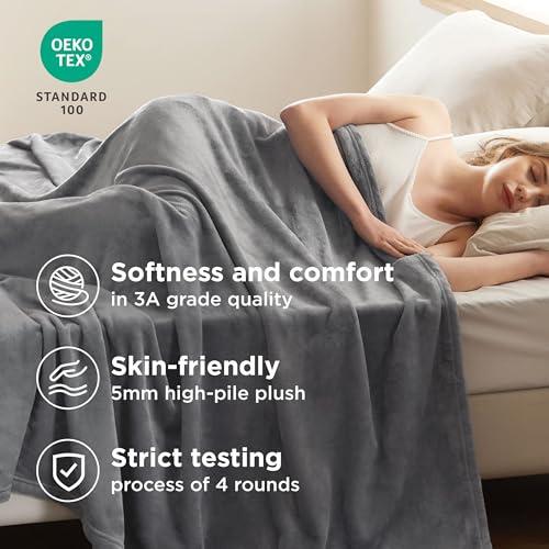 Manta Polar Bedsure GentleSoft Queen Gris - Suave, Cálida y Ligera
