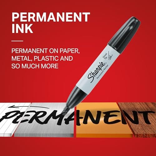 Sharpie Permanent Markers, Chisel Tip, Black, 12 Count - Home, School, Office Supplies thumbnail 3