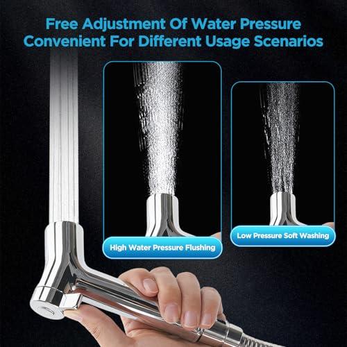 Handheld Bidet Sprayer for Toilet, Adjustable Pressure Feminine Wash - Stainless Steel Easy Install Hand Held Shattaf Spray Hose with Shut-Off Valve, Perfect as Diaper Sprayer, Pos thumbnail 8
