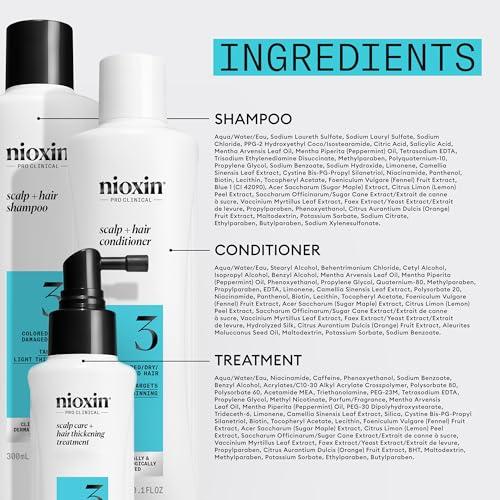 Nioxin Scalp + Hair Thickening System 3 | For Colored or Damaged Hair with Light Thinning | With Niacinamide and Biotin | Trial Size | 1 Month Supply thumbnail 8