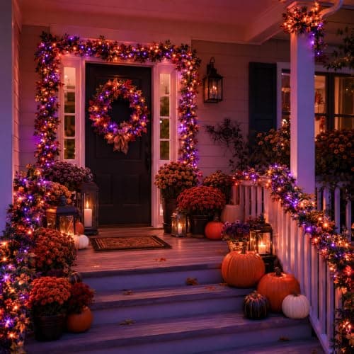 Nisocy 100FT Purple Orange Halloween String Lights