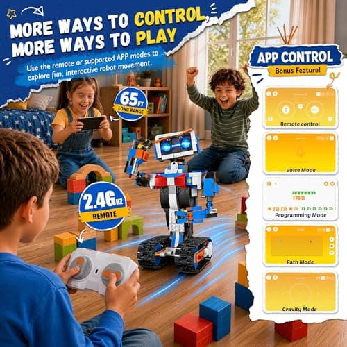 okk Robot Building Toys for Boys, STEM Projects for Kids Ages 6-12, Remote & APP Controlled Engineering Learning Educational Coding DIY Building Kit Rechargeable Robot Toy Gifts fo thumbnail 6
