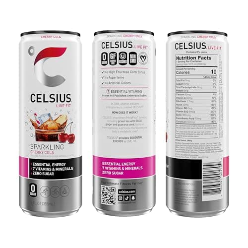 (S&S) CELSIUS Sparkling Cherry Cola, Sugar Free Energy Drink, 12 Fl Oz (Pack of 12) thumbnail 3