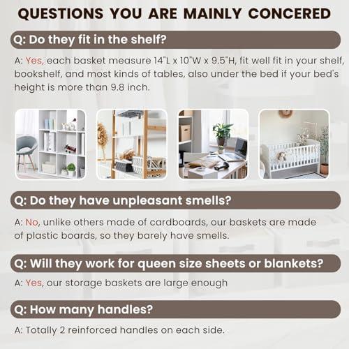 4 Pack Large Closet Storage Baskets Bins for Shelves | Fabric Closet Organizers and Storage with Handles Home Organization | Decorative Collapsible Baskets for Organizing Clothes T