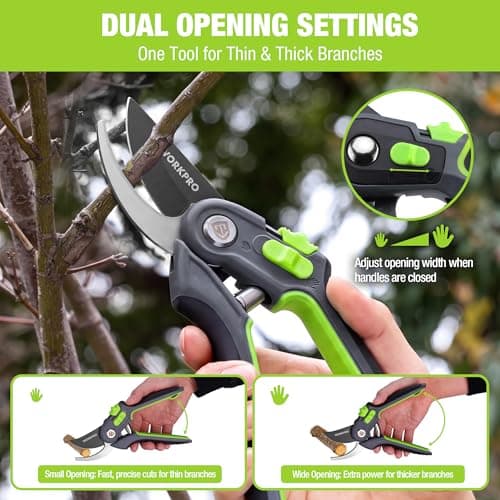 WORKPRO 8" Bypass Pruning Shears for Gardening with Dual-Size Opening