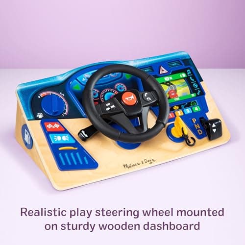 Melissa & Doug Vroom & Zoom, Interactive Wooden Dashboard, Racing Car Steering Wheel Toy, Lights & Sounds, Preschool Learning Toys for Girls & Boys 3+ - FSC Certified thumbnail 7