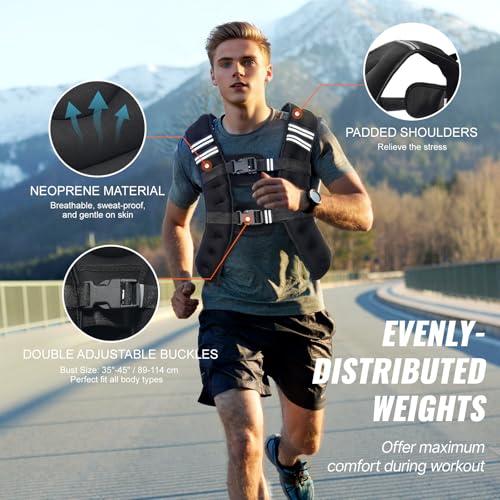 VEVOR Weighted Vest, 20 lbs Weight Vest with Reflective Stripe, Adjustable Buckle Body Weight Vest for Men Women, Workout Equipment for Strength Training, Running, Jogging, Fitness thumbnail 3