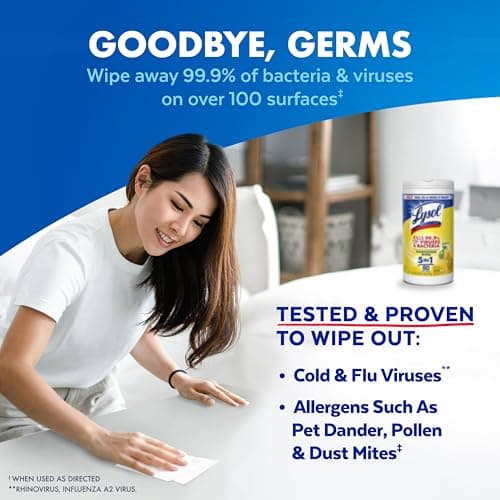 LYSOL Disinfecting Wipes, All Purpose Cleaner, Multi-Surface Antibacterial Cleaning Wipes, Household Cleaning Supplies, Dorm Essentials, Lemon & Lime Blossom Scent, 80 ct. (4 Pack) thumbnail 2