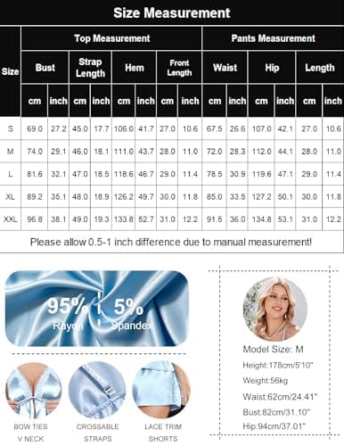 Miniatura de Set de Lencería de Satín Ekouaer para Mujer: Camisola y Shorts 6