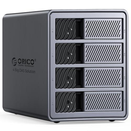 ORICO 4 Bay Raid Hard Drive Enclosure Support 8 RAID Modes for 3.5inch HDD Max up to 88TB for External Direct Attached Storage, Efficient Expansion Backup(Alluminum Alloy)-9848RU3