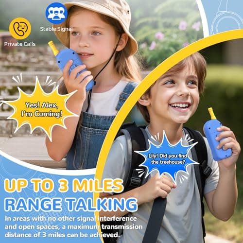 Ptnerbeh Walkie Talkies for Kids Toys: Toys for 3-12 Year Old Boys Girls - 22 Channels 2 Way Radio Toy with Backlit LCD Flashlight - 3 Miles Range for Outside/Camping/Hiking (2-Pac thumbnail 2