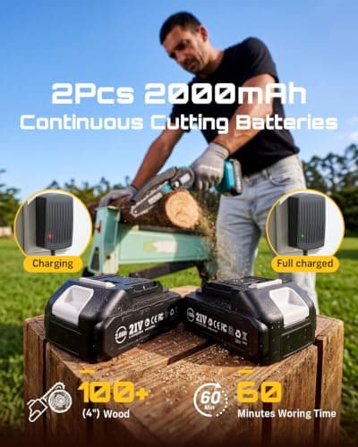 Miniatura de Motosierra Mini Seesii de 6 Pulgadas Inalámbrica Eléctrica con 2 Baterías – Perfecta para Podar y Cortar Madera, ¡Gran Regalo para Hombres! 4