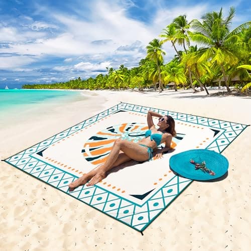 HIHOHO Waterproof Sandproof Beach Blanket Mat for 1-8 Adults, Quick Drying thumbnail 7