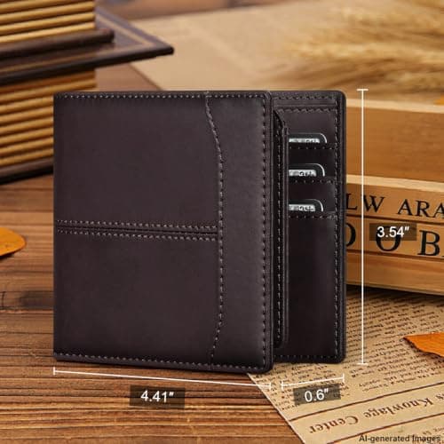 furid Top Grain Leather Wallet Men: RFID Minimalist Bifold Credit Card Holder with 2 ID Windows - Slim Front Pocket Wallets for Men - Gifts for Husband Father on Anniversary Birthd thumbnail 9