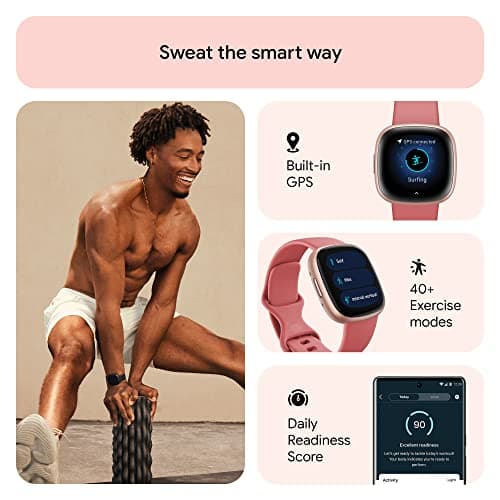 Fitbit Versa 4 Fitness Smartwatch with Daily Readiness - 3-Month Google Health Premium Membership Included - GPS, 24/7 Heart Rate, 40+ Exercise Modes, Sleep Tracking - Pink Sand/Co thumbnail 2