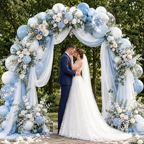 NUTTYBASH Dusty Blue Balloon Arch Kit Light Blue White Balloon Garland Kit thumbnail 5