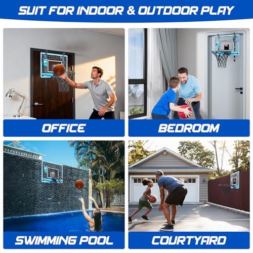 Indoor Mini Basketball Hoop, Over The Door Basketball Hoop With Height Adjustment, Electronic Scoreboard, Remote Control, Upgrade 3 Modes Games Sport Toys Birthday Gifts for Kids 5