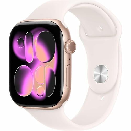 Apple Watch Series 11 [GPS + Cellular 46mm] Smartwatch with Rose Gold Aluminum Case w Light Blush Sport Band - M/L. Sleep Score, Fitness Tracker, Health Monitoring, Always-On Displ