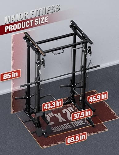 Major Fitness Drone3 Smith Machine, All-in-One Home Gym Power Rack with Cable Crossover, Pull-Up Bars, T-Bar & Squat Station, Heavy-Duty Full-Body Workout for Strength Training (D3 thumbnail 7