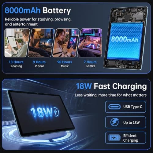Miniatura de Tablet Android 11" Octa-core con IA Gemini, Widevine L1. Incluye Kit Completo: Teclado, Funda, Mouse, Lápiz Óptico. Pantalla HD, Wi-Fi, BT 5.0, Cámara Dual, GPS 5