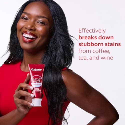 Colgate Optic White Advanced Hydrogen Peroxide Toothpaste Pack, Teeth Whitening Toothpaste, Enamel-Safe Hydrogen Peroxide Formula, Helps Remove Tea, Coffee, and Wine Stains, Icy Fr thumbnail 9