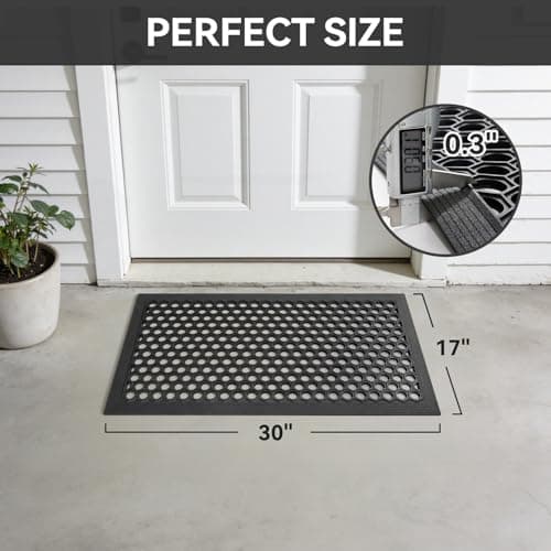 Felpudo RESARE para Exterior 17"x30" de Goma Antideslizante y Todo Clima