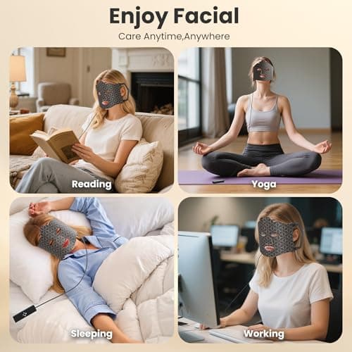 gelpal 7-1 Colors LED Facial Skin Care Mask,Red Light Mask for Face, Cordless Led Silicone Face Mask Light,Salon or Home,Black.