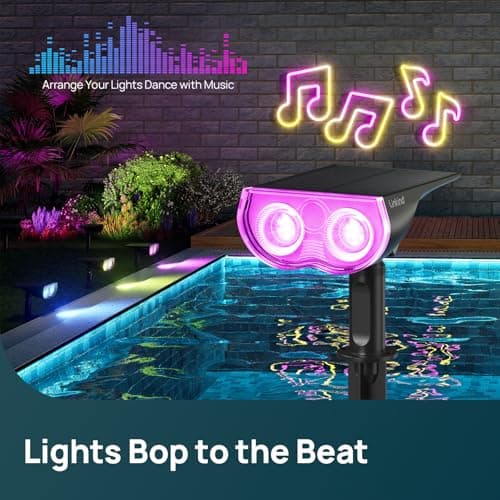 Linkind Smart Solar Spot Lights Outdoor SL5C, Solar Lights Outdoor Spotlight Cool/Warm White/Color Changing, APP/Voice Control IP67 Landscape Lighting for Yard, Garden, Pathway(2 P thumbnail 5