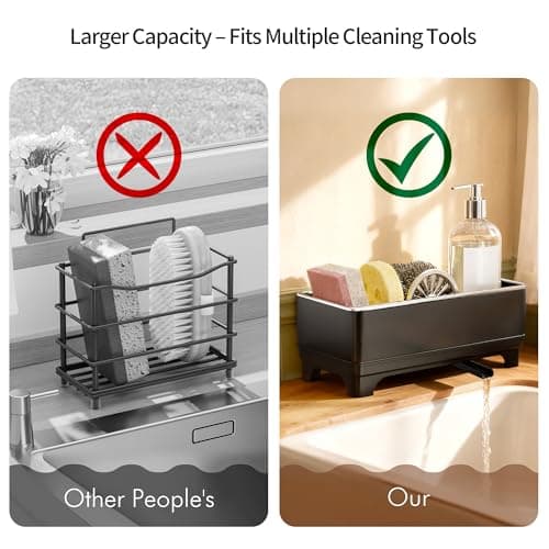 MOUKABAL Sponge Holder for Kitchen Sink, Rustproof Stainless Steel Black thumbnail 4