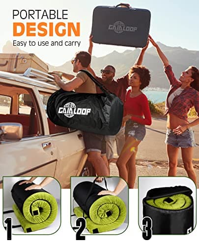 Gaialoop 3 Inch Memory Foam Camping Mattress, Dual Layer Thick Sleeping Camp Pad for Car Tent Cot, Roll-Up Portable Glamping Floor Bed for Guests Sleepover[Kid: 62 * 23 * 3"] thumbnail 6