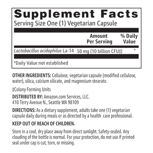 Amazon Basics Daily Probiotic, 10 Billion Active Cultures, Supporting Digestive and Intestinal Health, Capsule, 60 Count, Two Month Supply thumbnail 4