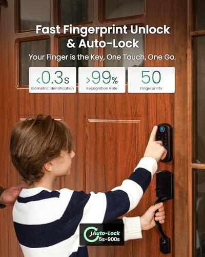 DESLOC B200 Keyless Entry Door Lock with Handle Set, Smart Locks for Front Door, Deadbolt Smart Lock, Front Door Locks Set, Electronic keypad Deadbolt with Handle, 12 Months Batter thumbnail 4