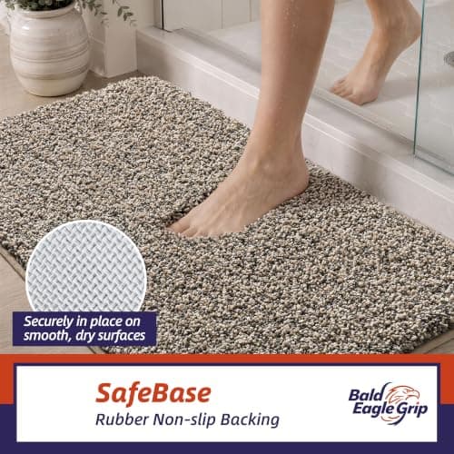 Miniatura de Tapete de Baño Suave y Antideslizante 20''x32'' | Absorbente, Lavable a Máquina, Color Topo 6