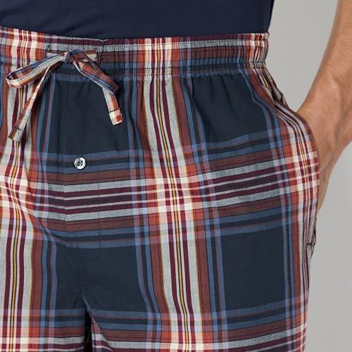 Amazon Essentials Men's Cotton Poplin Straight-Fit Pajama Pants with Drawstring Elastic Waist, Navy Large Plaid, Medium thumbnail 4