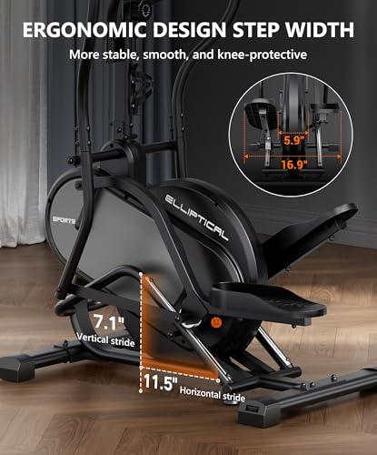 Miniatura de THERUN Elliptical Exercise Machine, 3-in-1 Cardio Climber Stepping Elliptical Machine for Home, Stair Stepper Elliptical Training Machines w/16 Levels Resistance, Pulse Sensor, LCD 6