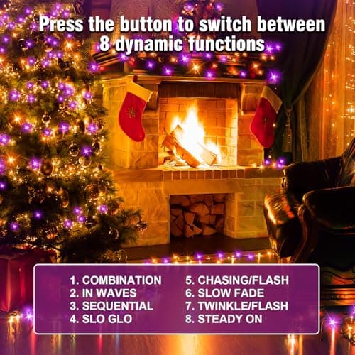 Nisocy 100FT Purple Orange Halloween String Lights