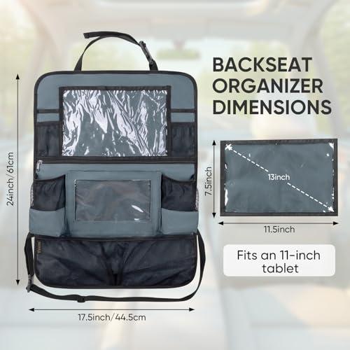 BALEINE Backseat Car Organizer, Back Seat Car Organizers and Storage, Kick Mats Back Seat Protector, Travel Accessories for Most Automotive (1 Pack, Gray) thumbnail 3