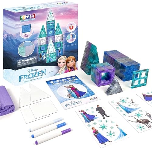 Tytan Toys Disney Frozen Magnetic Tiles Princess Castle - 68-Piece STEAM Building Set with Glitter Tiles & Elsa, Anna, Olaf Stickers - Educational Frozen Toys for Girls Age 3-4+ thumbnail 13
