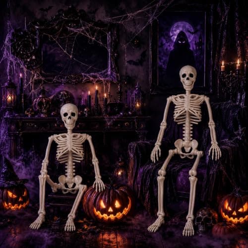 Abakuku 2 Pack 36" Halloween Skeleton Decorations,Human Bones for Halloween Party with Movable Joints,for Haunted Houses, Front Lawn, Graveyard Props thumbnail 4