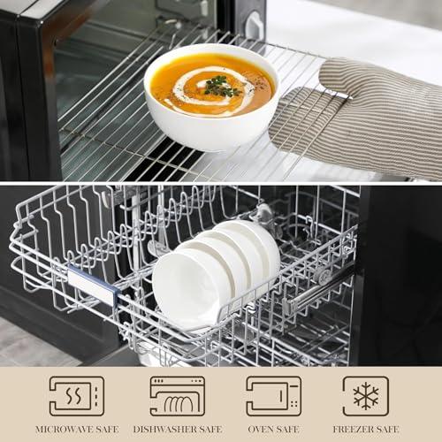 MALACASA 26 Oz Porcelain Soup Bowls Set of 4, White Ceramic Bowls for Kitchen, Cereal Bowl for Oatmeal, Fruit, Salad, Ramen and Rice Bowl -Dishwasher & Microwave Safe Bowls thumbnail 4