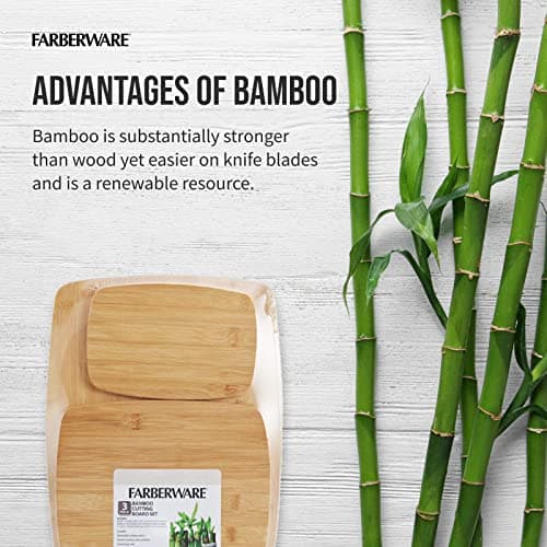 Farberware Bamboo Cutting Board Set of 3, Reversible Cutting Boards for Kitchen - Large 11x14, Medium 8x10, Small 8x5 Inch - Charcuterie Board, Cheese Board, Bread Board thumbnail 5