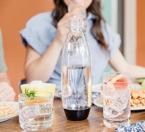 sodastream 1L Twin Pack Carbonated Water Bottle, Dishwasher Safe Slim, 2 Black Reusable Plastic Bottles for Sparkling Water, Soda Stream Compatible with TERRA, ART, ENSO, E-Terra & thumbnail 3