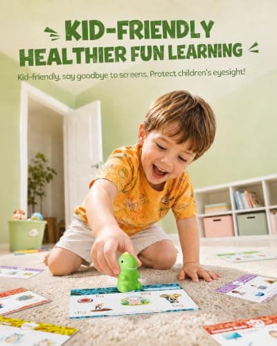 KOKODI Dinosaur Talking Pen with Phonics Cards, Autism Sensory Interactive Game for Kids Ages 3-8 Kindergarten Preschool Learning Activities, ABC 123 Learning Set for Toddler Educational Birthday Gift