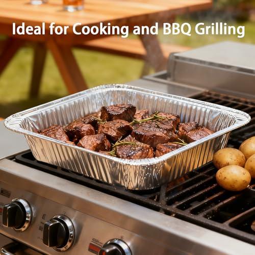 Whaleme 40 Pack Aluminum Foil Pans 9x13 - Disposable Half Size Deep Steam Table Tin Foil Pans for Oven Baking Cake, Roasting Turkey, Food Prepping, Storing, Freezing, Chafing thumbnail 3